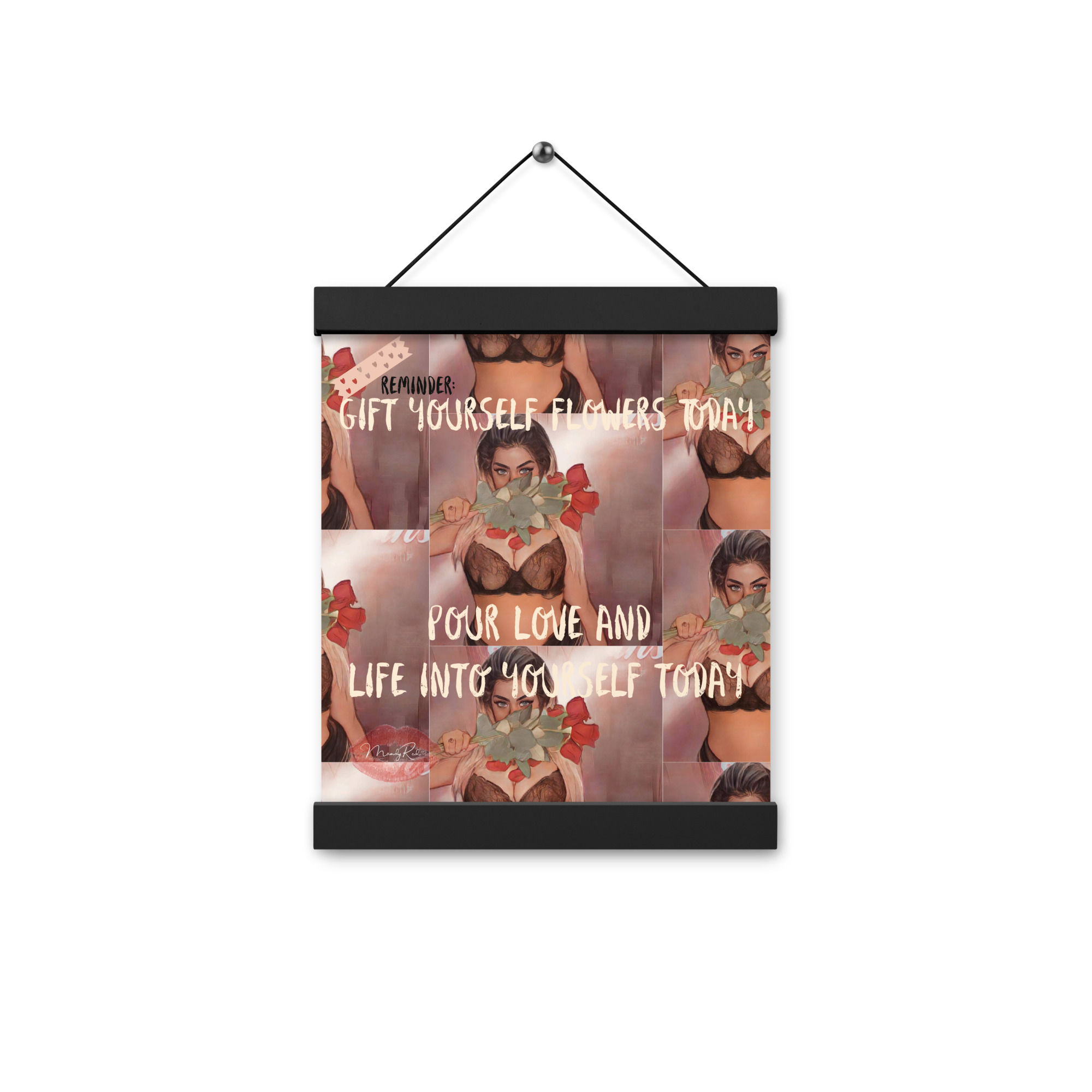 Mandy Red Self love cartoon Reminder Poster with hangers