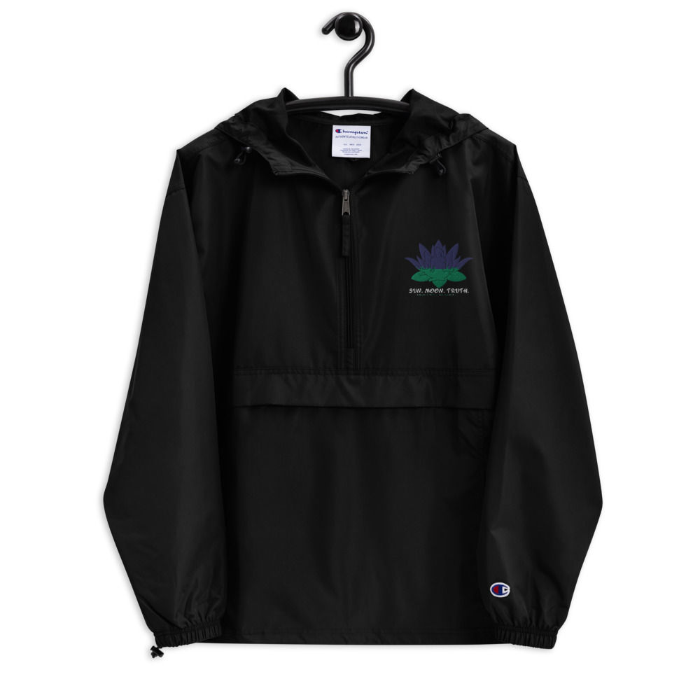 Embroidered logo Champion unisex Packable Jacket(black)