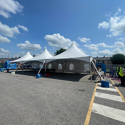 6x18 pagodas marquee set up on concrete with walls