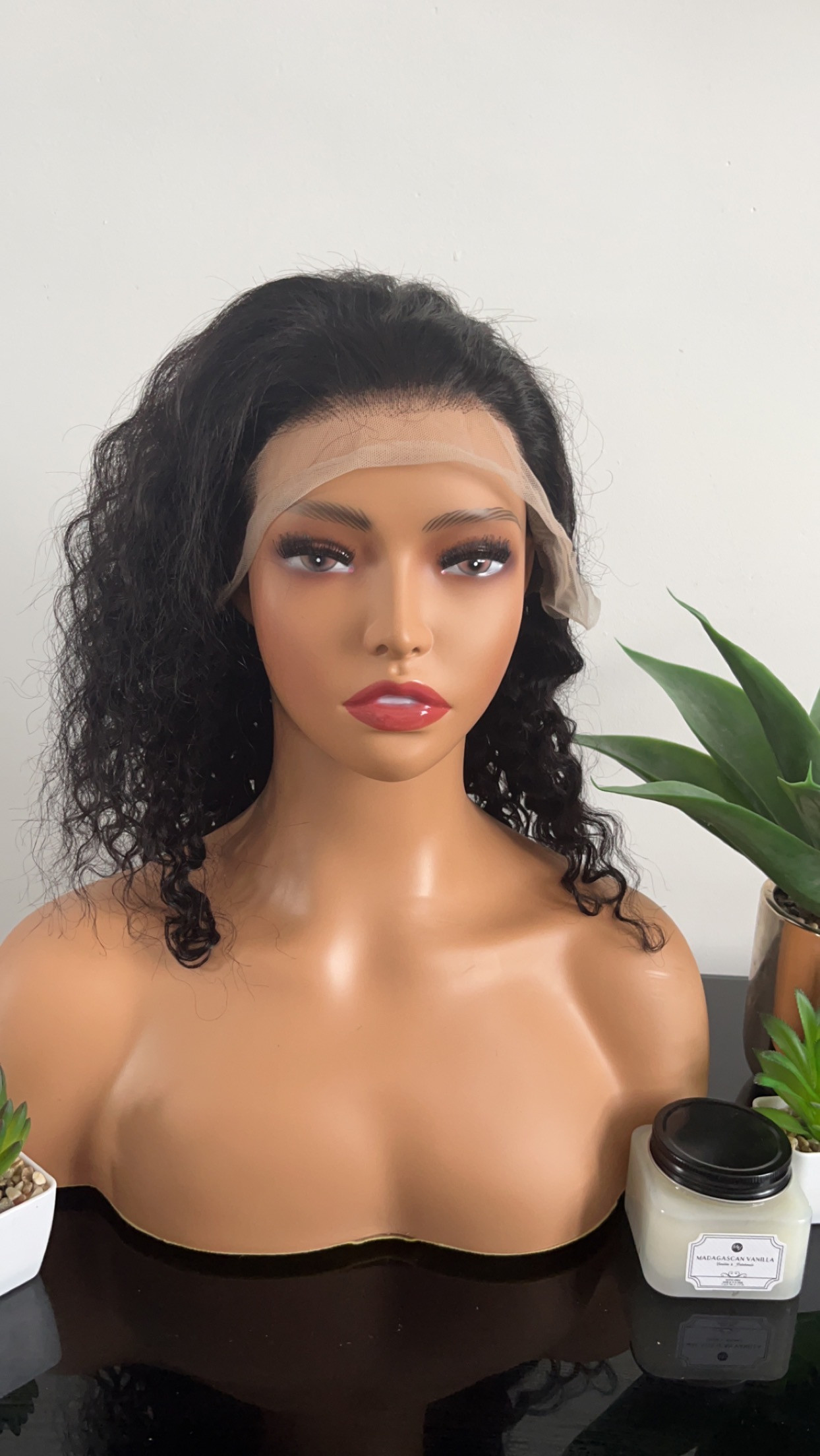 1B 14 Inch Pre Part Water Wave Human Hair 13x4 HD Lace