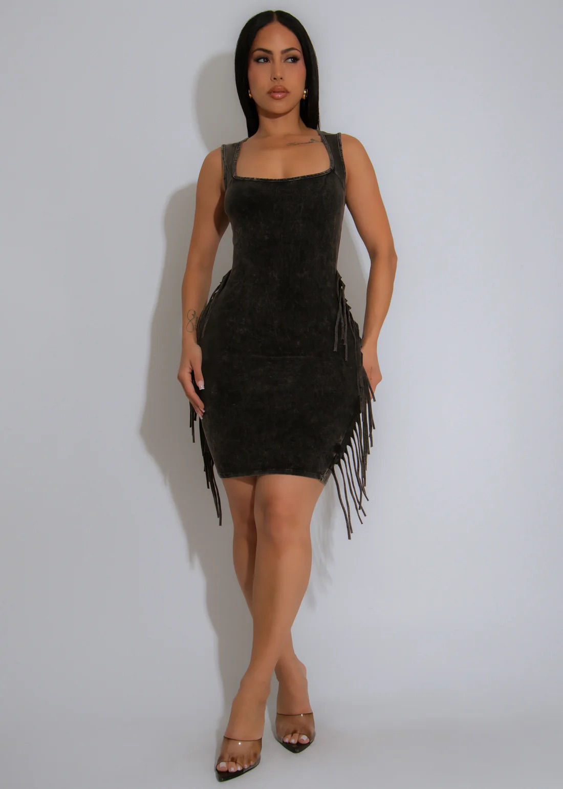 Luna Fringe Dress - Black