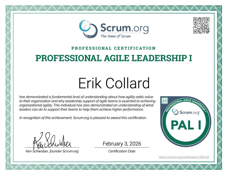 erik collard linkedin Scrum Master certification exam study materials and notes