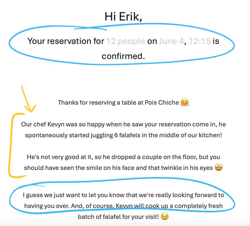 erik collard linkedin example of customer communication balancing fun and important information