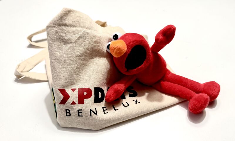 erik collard linkedin ELMO muppet toy from XP Days Benelux conference goodie bag