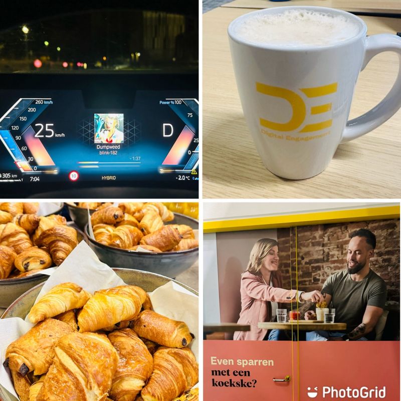 erik collard linkedin first day back at office 2024 with coffee mug and pastries