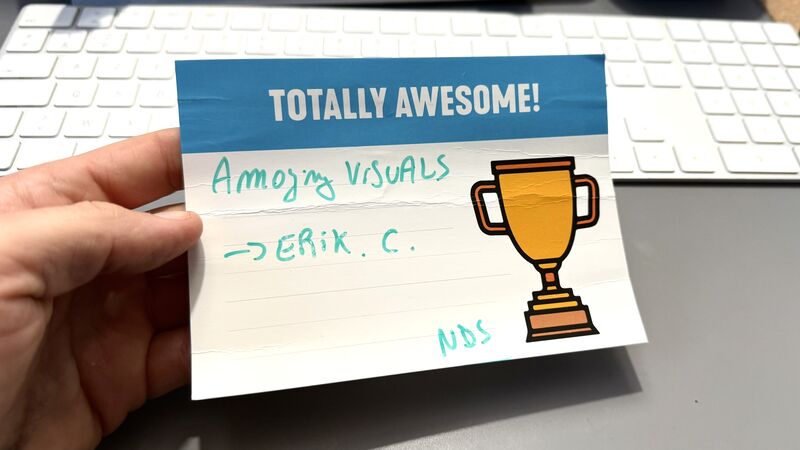 erik collard linkedin Management 3.0 kudos cards in box on table as recognition reminder