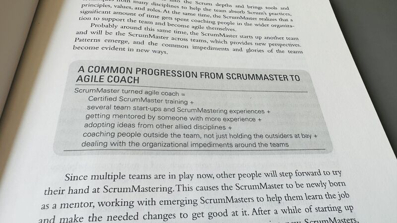 erik collard linkedin: diagram showing career progression from Scrum Master to Agile Coach based on Lyssa Adkins framework
