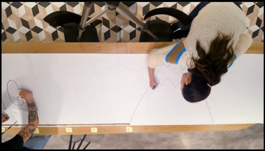 erik collard linkedin timelapse of drawing large 4-meter banner collaboration with Els Van Hecke
