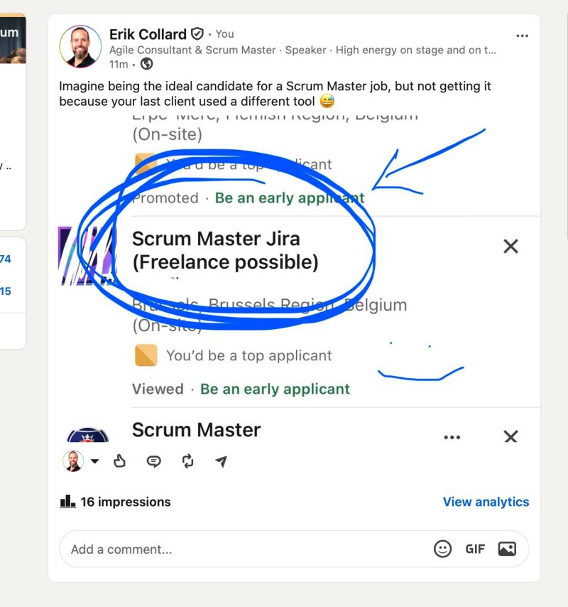 erik collard linkedin scrum master job opportunity discussion about tools
