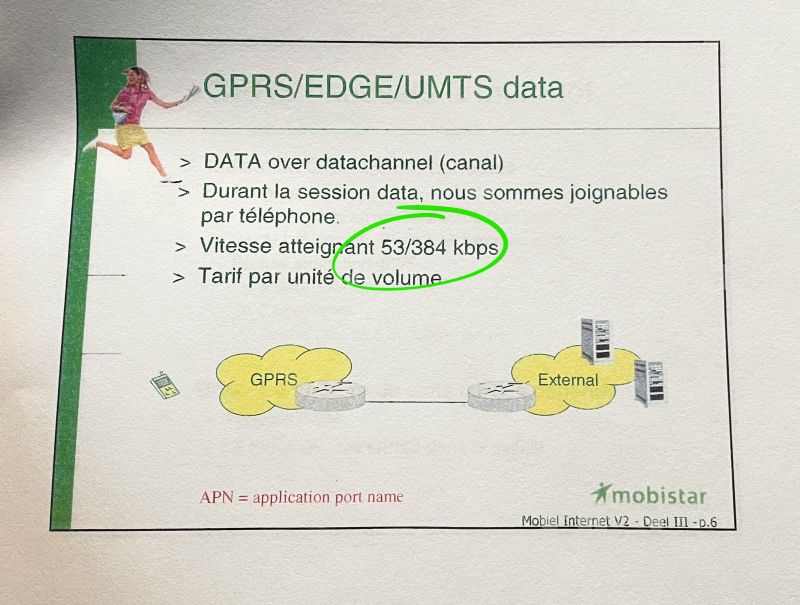 erik collard linkedin 2005 mobile internet training material showing 384kbps connection speeds