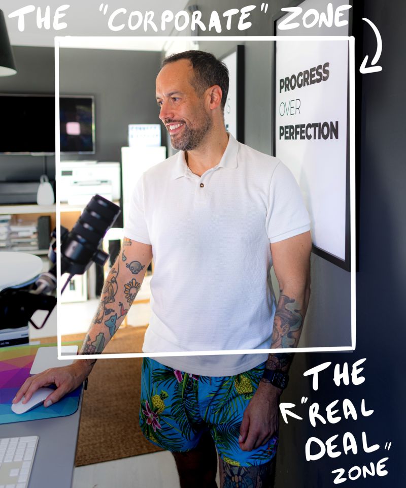 erik collard linkedin humorous question about working in swim trunks while on vacation
