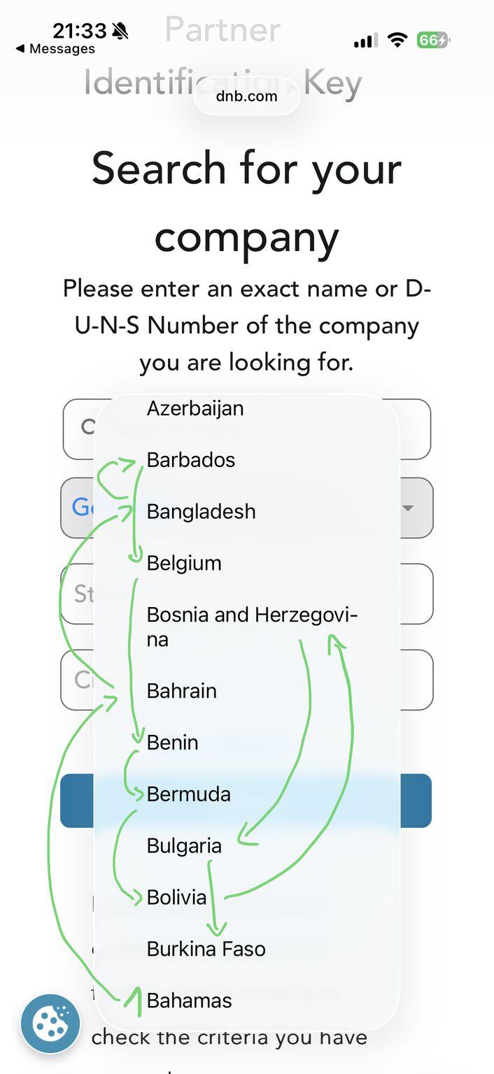 erik collard linkedin Post criticizing poor alphabetical sorting in Dun & Bradstreet system