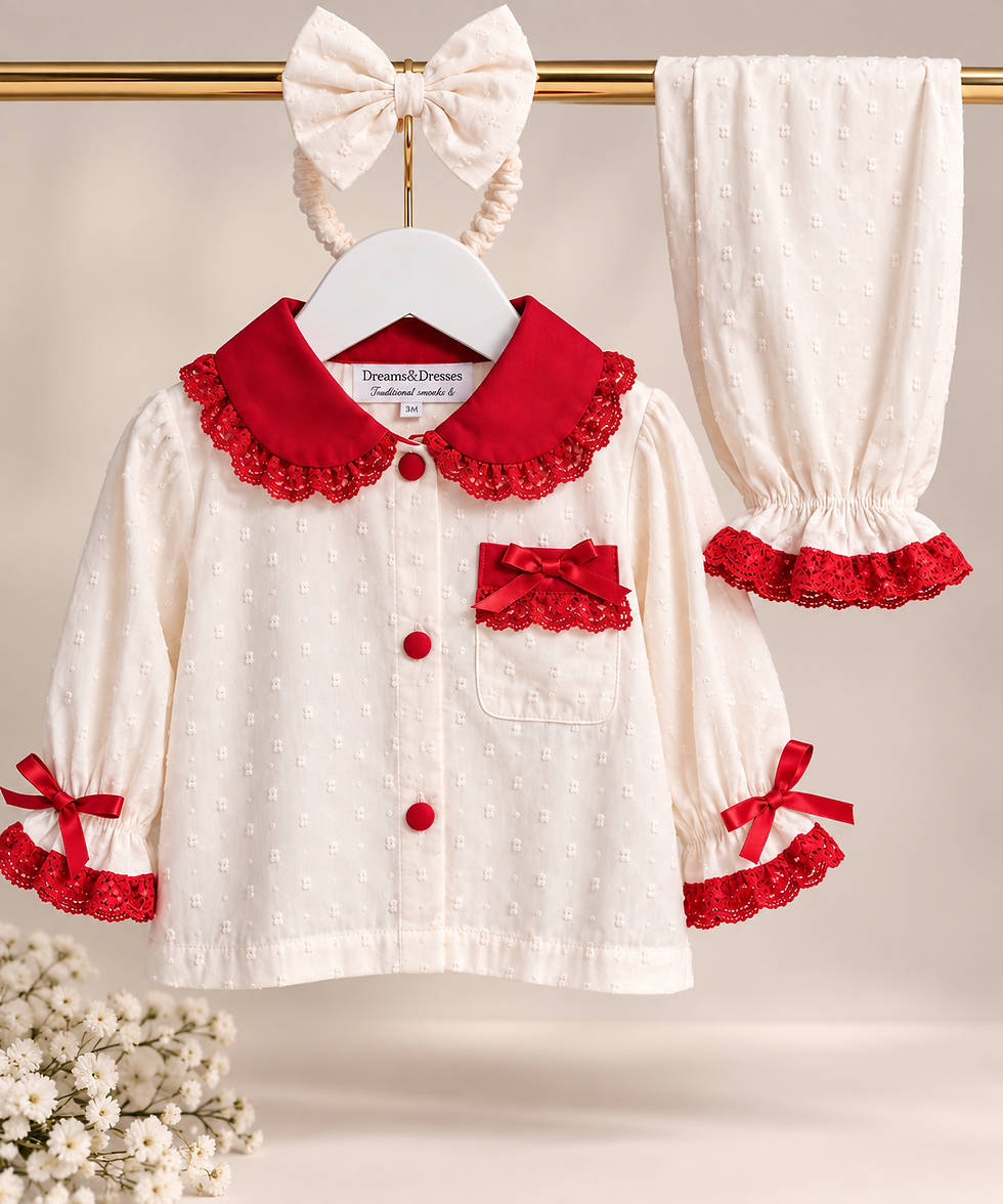 Thumbnail: Traditional red&cream girls pjs