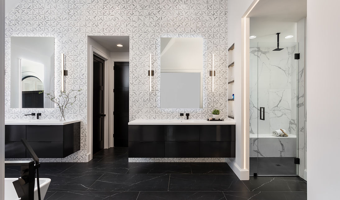Luxury Black and White Bathroom - Daniel Builders