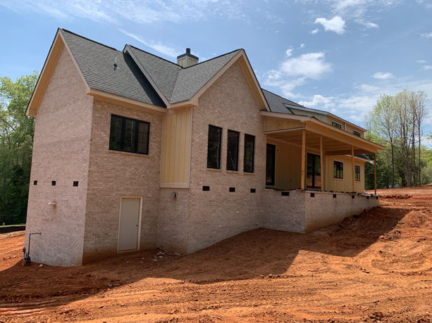 Rear View of Anderson SC Custom Home prior to landscaping - Daniel Builders