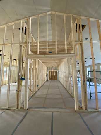 Framing In Progress as Sunday school Rooms Being Built in Old Sanctuary - Daniel Builders