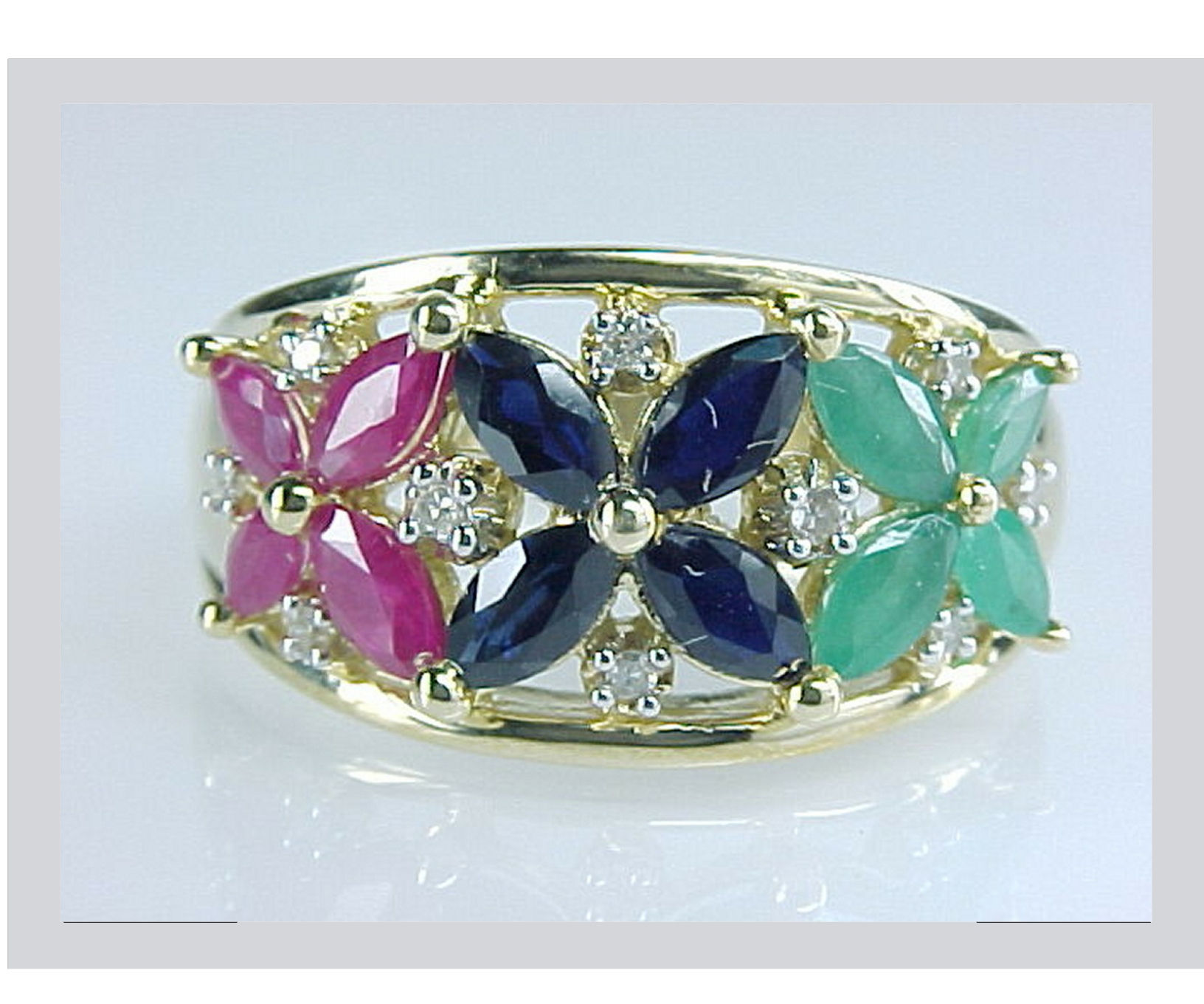 10K Yellow Gold Multi Gem Ring
