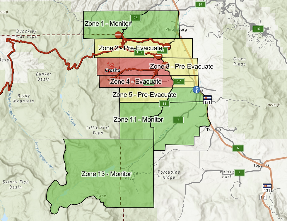 A map of evacuation zones from Routt County Emergency Management. (Routt County/Screenshot)