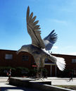 Texas sculptor Ed Wilson's "The Raven" (GO-LA-NV) Sam Houston State University, Huntsville TX, 2018, fabricated steel, 22 x 23 x 16 ft.
