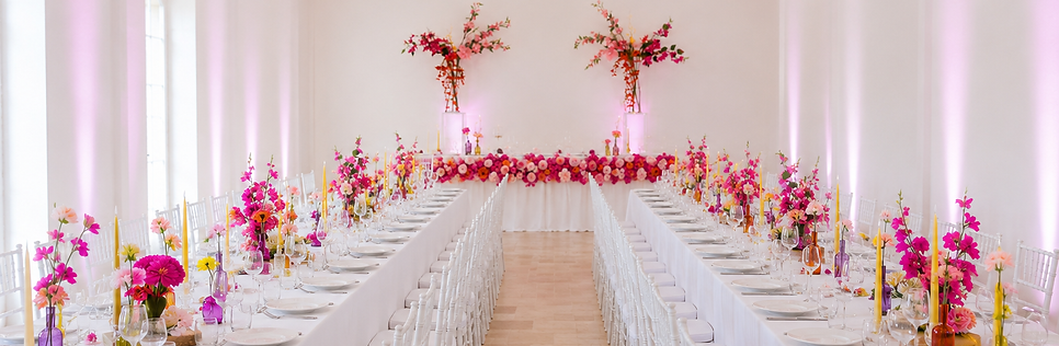 tables rectangulaires mariage coloré