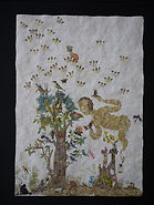 2009 alchemy, postage stamps and polyvinyl acetate glue (collage).JPG