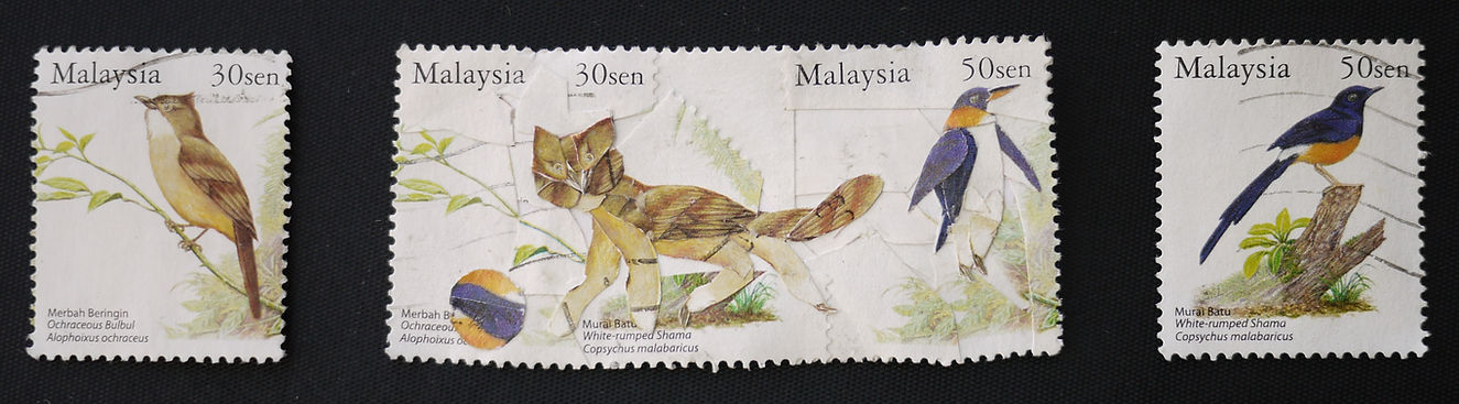 2010 80 sen definite stamp, postage stamps and polyvinyl acetate glue (collage).JPG