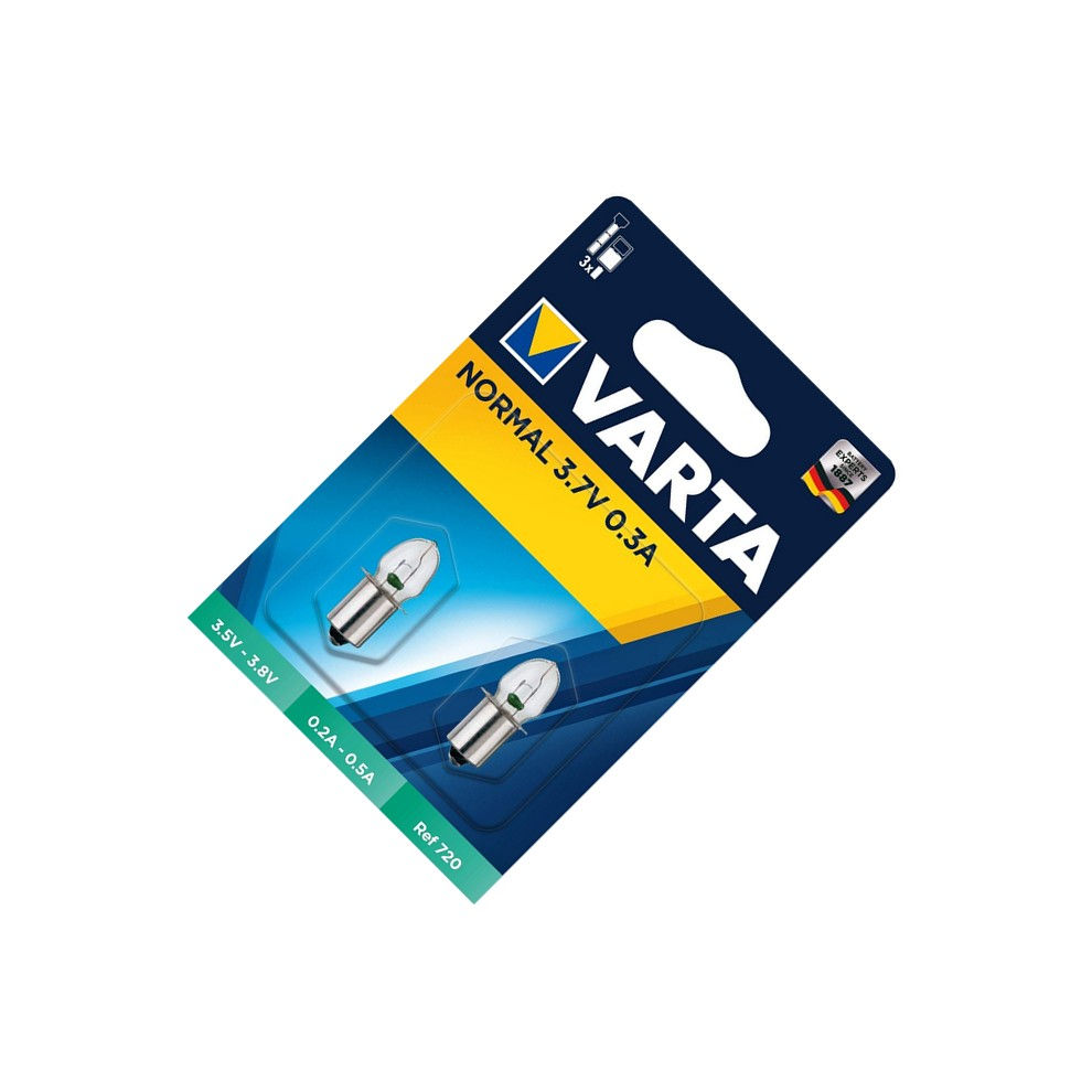 Jeu de 2 lampes 3.7 Volts 0.3 Ampères pour torche