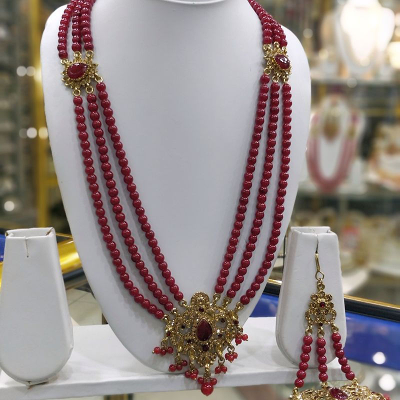 Thumbnail: Maroon Necklace and Mala Set