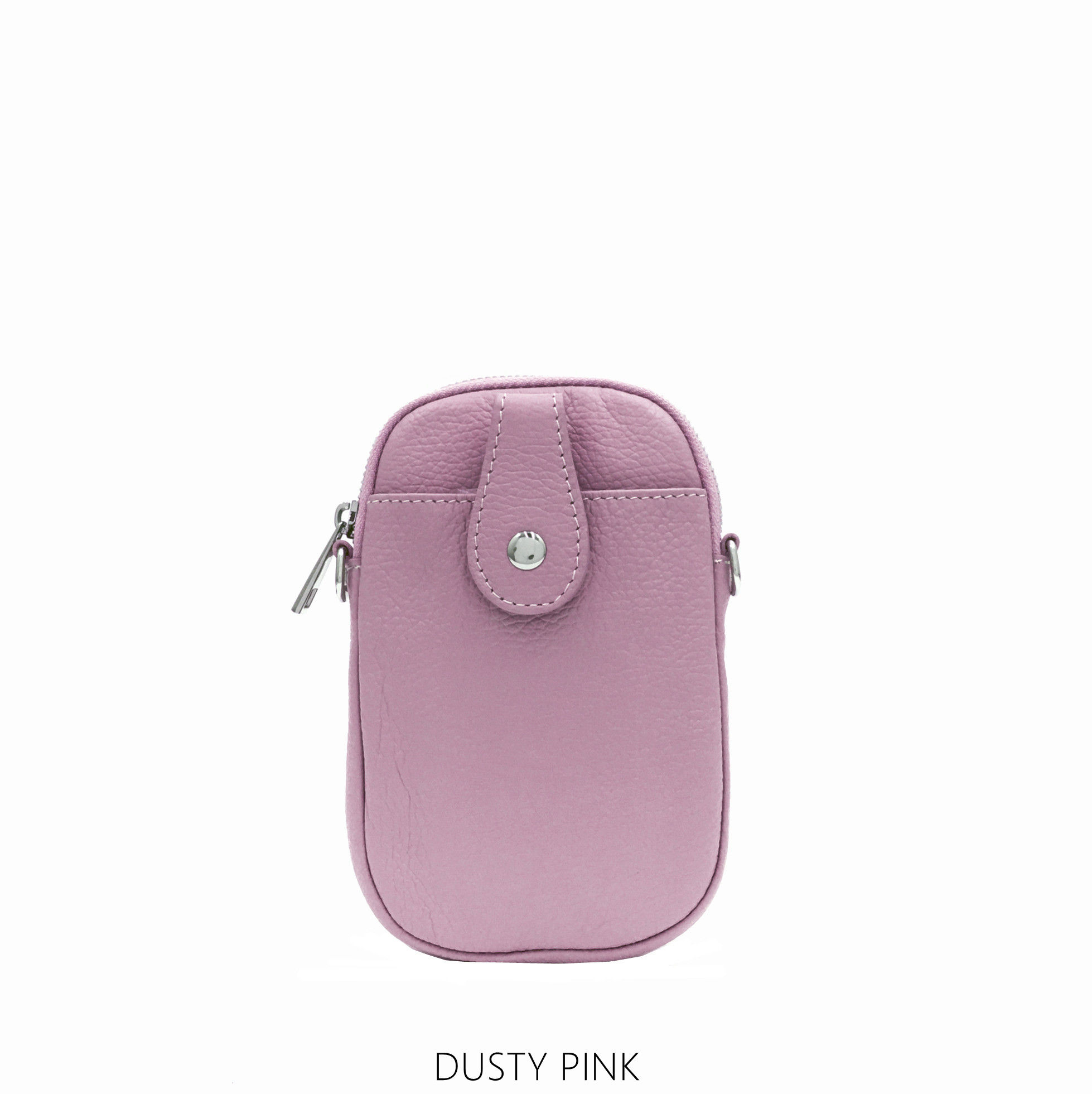 The Leather Angela Bag - Front Pocket Phone Bag - Dusty Pink