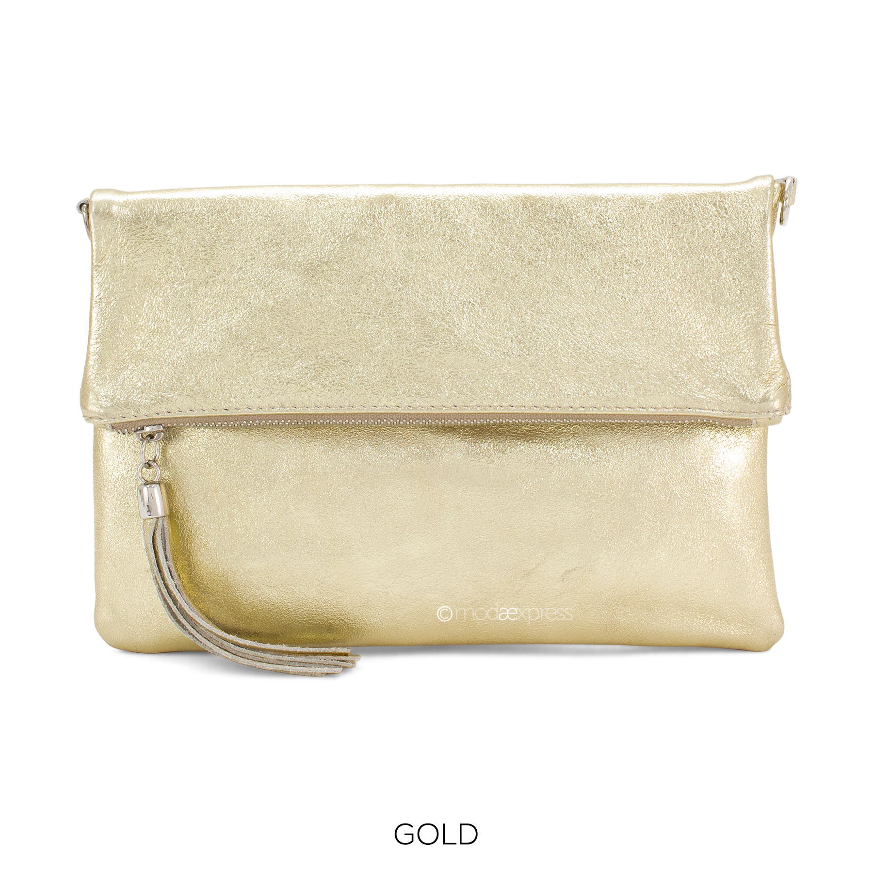 The Kerry Bag - Leather Foldover Bag - Gold