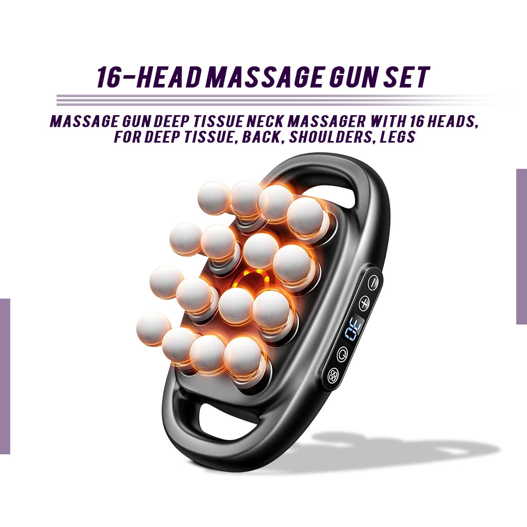16-Head Muscle Massage Gun Deep Tissue Percussion Massager for Muscle Relaxation