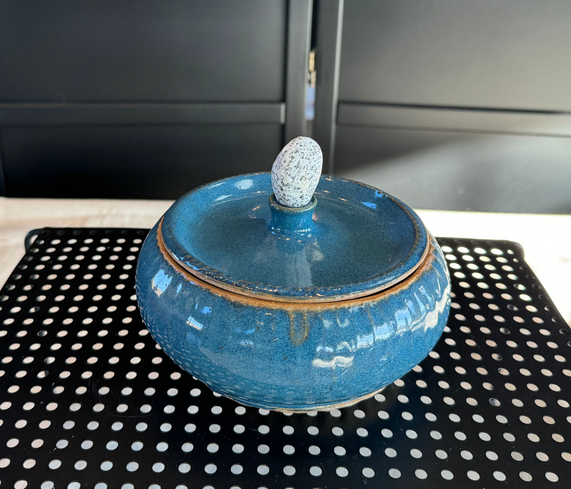 Blue Corea With Granite Knob by Mary Perkins