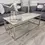 Thumbnail: Stella Chrome Coffee Table with Stomach Ash Grey Sintered Top