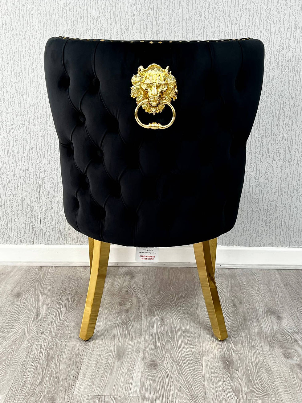 Valentino Gold Velvet Dining Chair with lion headknocker
