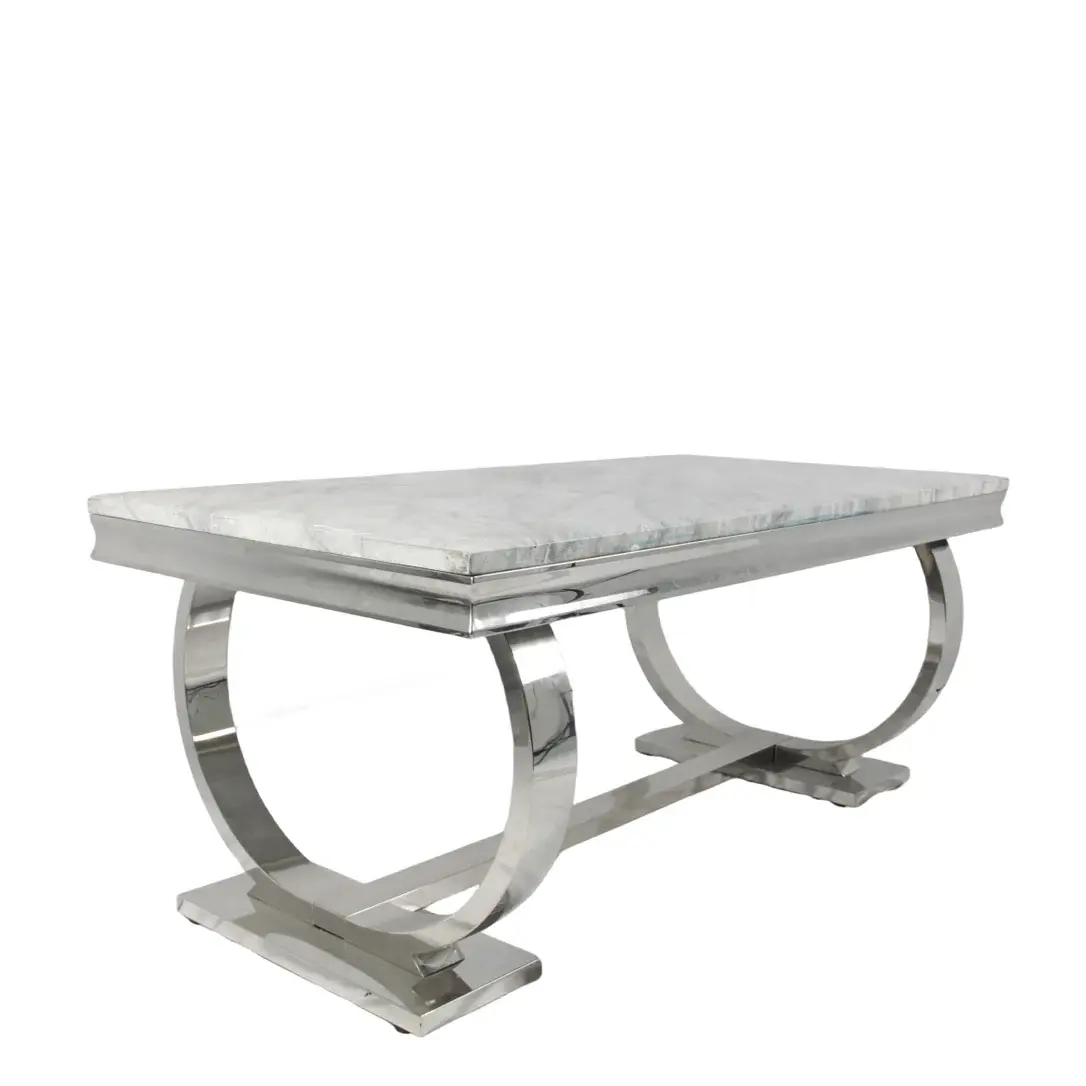 Arriana Marble Dining table with silver frame