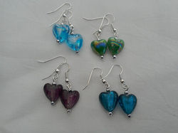 Glass heart earrings