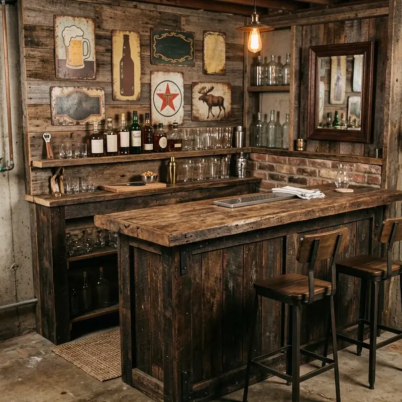 DIY Rustic Basement Bar Ideas
