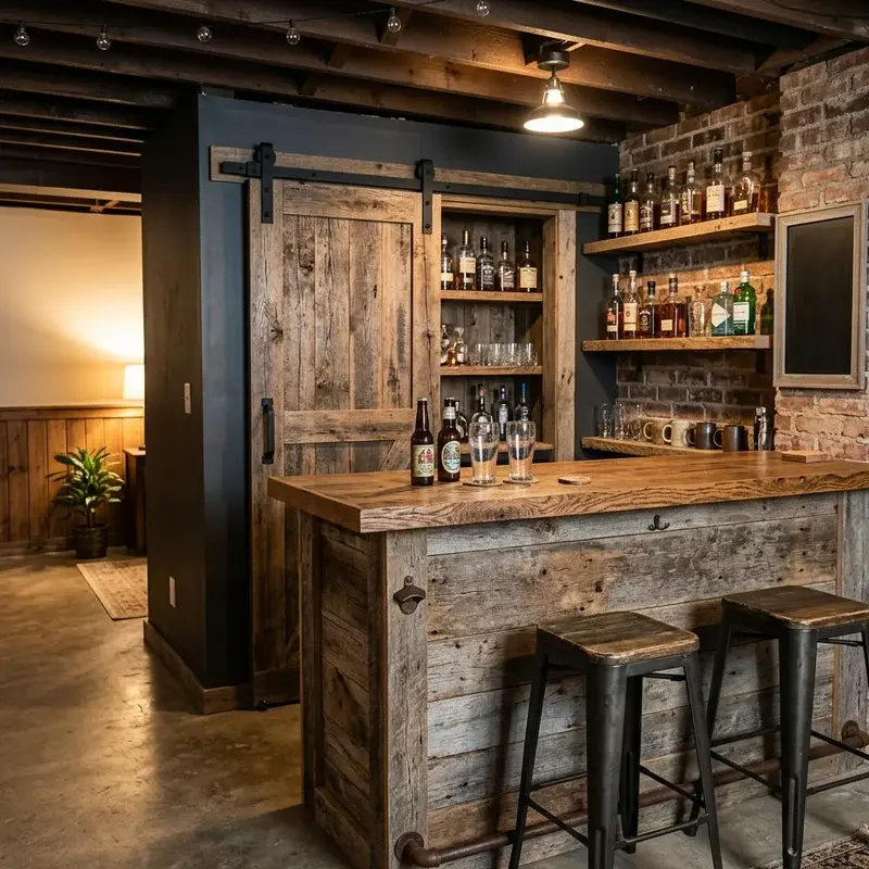 DIY Rustic Basement Bar Ideas