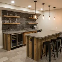 L Shaped Basement Bar Ideas