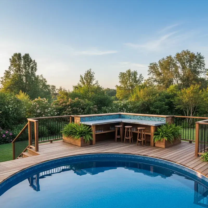 Above Ground Pool Deck Ideas with Bar