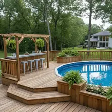 Above Ground Pool Deck Ideas with Bar