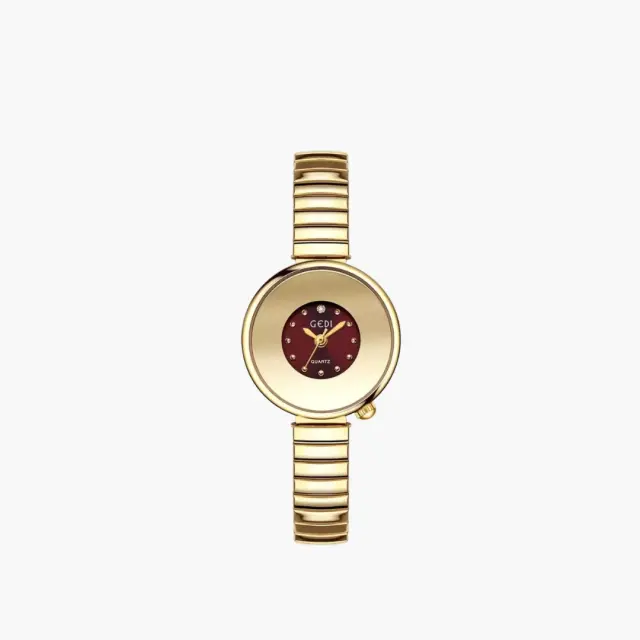 Relógio de pulso de quartzo de luxo feminino dourado