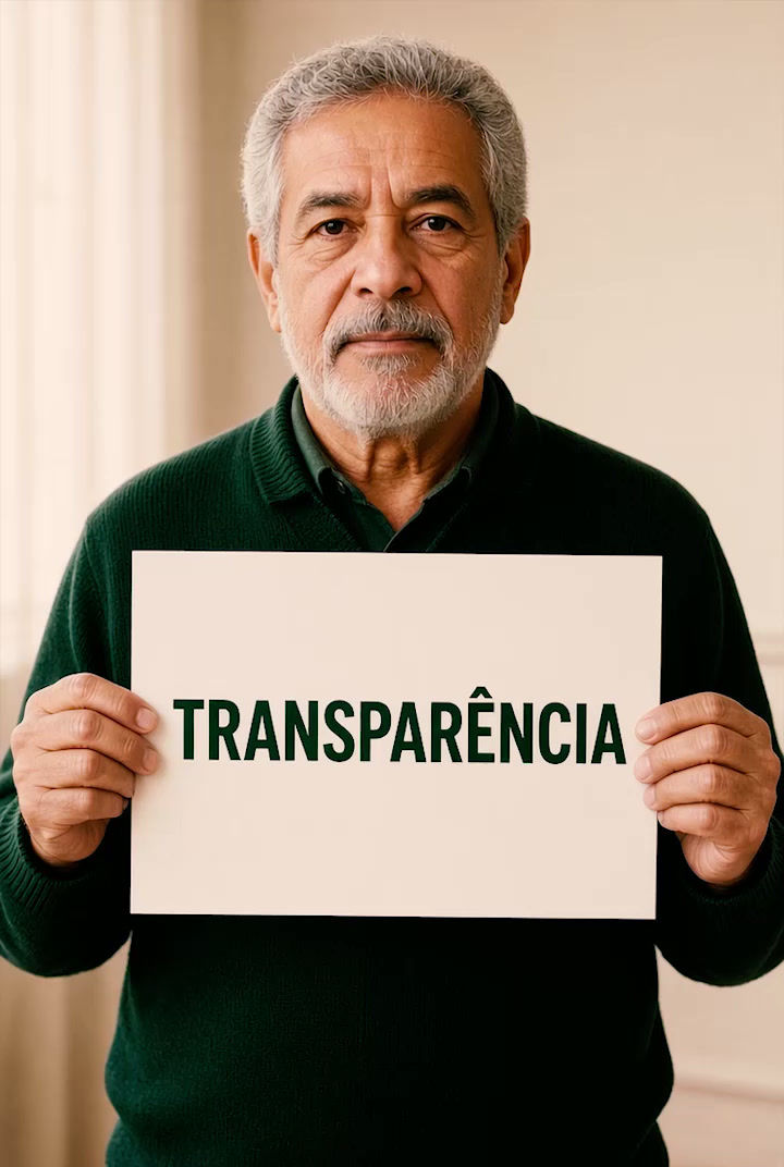 Vídeo institucional da APETROS. Participantes idosos seguram cartazes com as palavras transparência, justiça, direitos, união, participação e independência. Encerram com a logomarca e o site apetros.com.br