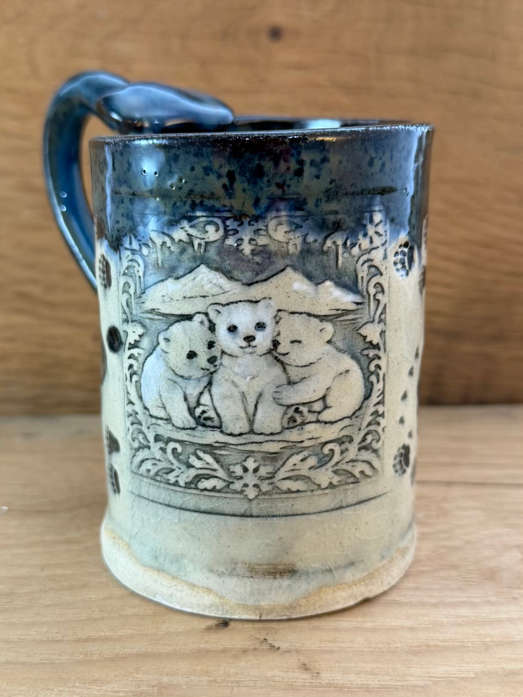 Three Polar Bear Cubs 16 oz Slab Mug