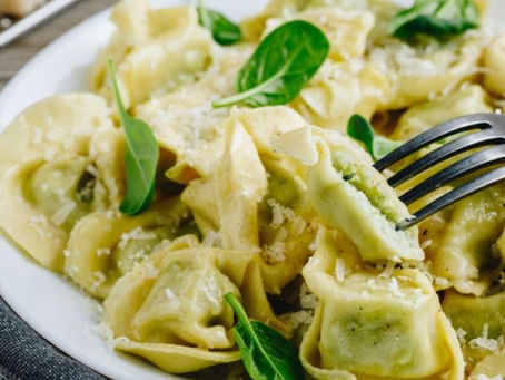PASTA RELLENA DE CREMA DE TOFU Y NUEZ.