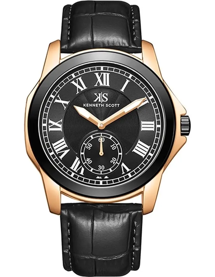 Kenneth Scott Men's Black Dial Analog Watch - K24018-KLBB