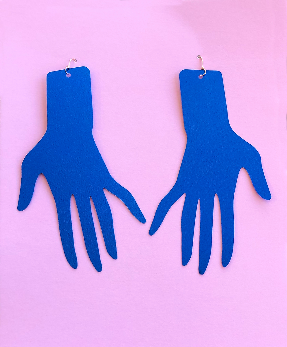 Thumbnail: Recycled PET Sequin Hand Earrings | Medium | Silver Hook