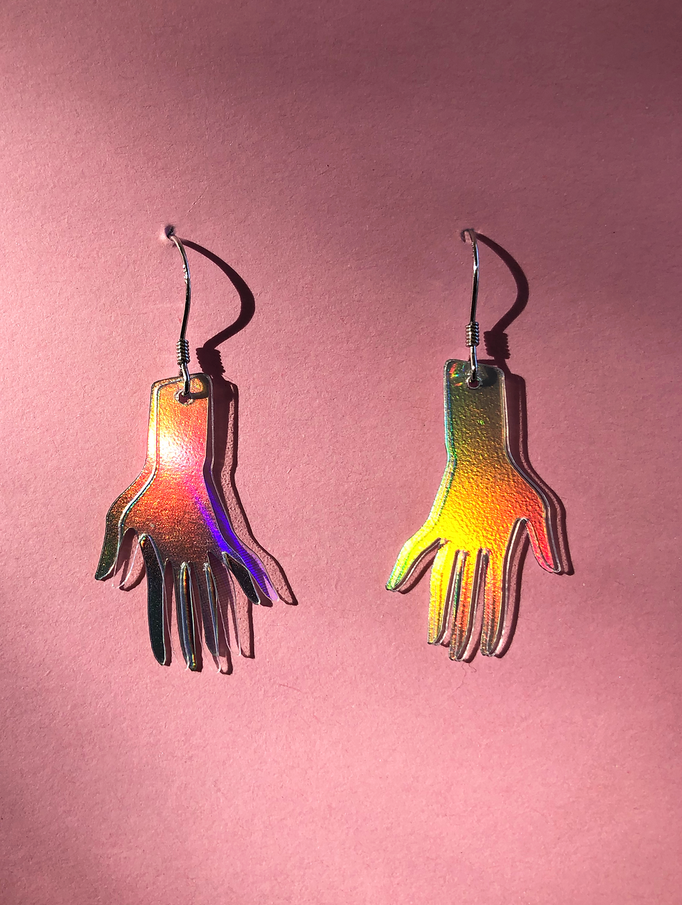 Thumbnail: Recycled PET Sequin Hand Earrings | Tiny | Silver Hook