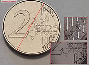 Kovane, laser, 2 eur, detajl