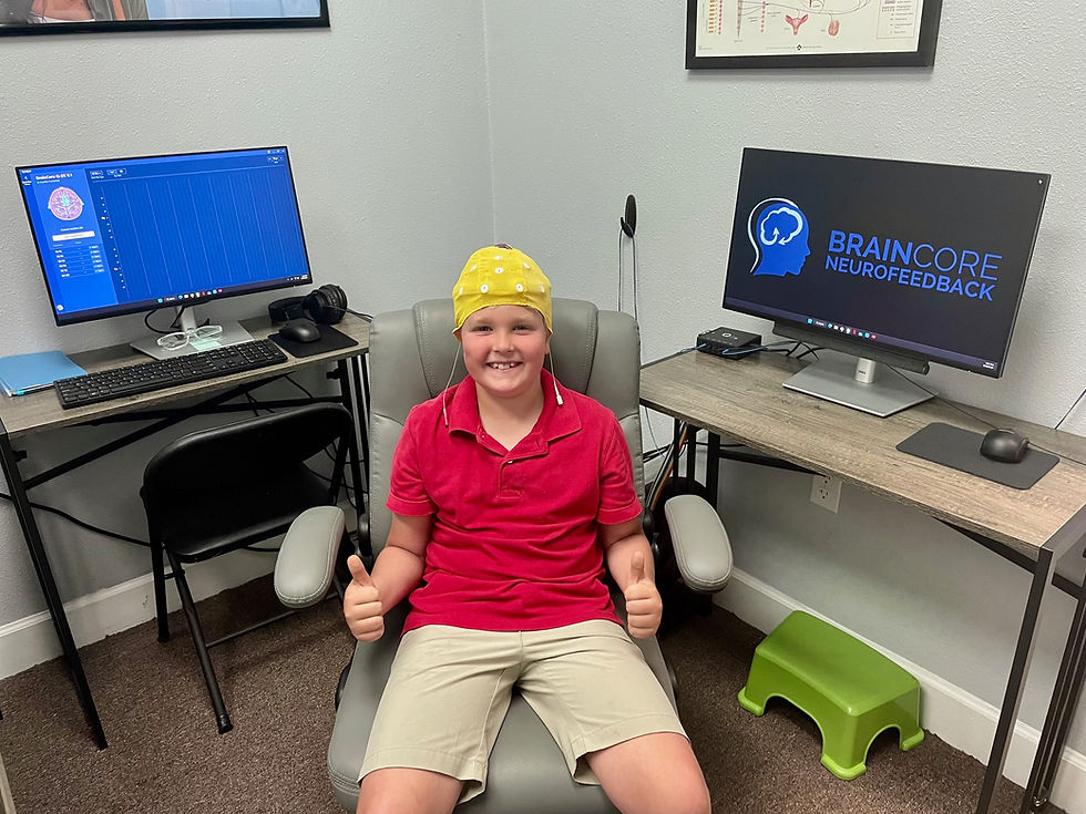 Young boy experiencing a neurofeedback session